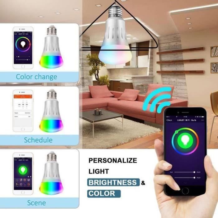 Lampadina intelligente WiFi Caravan® E27 6W RGBW LED connessa con telecomando e cambio colore