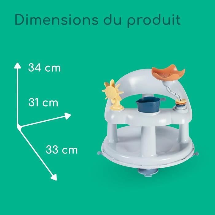Seggiolino da bagno girevole BEBECONFORT per neonati, 6-12 mesi, massimo 10 kg, girevole a 360°, gioco, antiscivolo, ergonomico, con ventose, blu