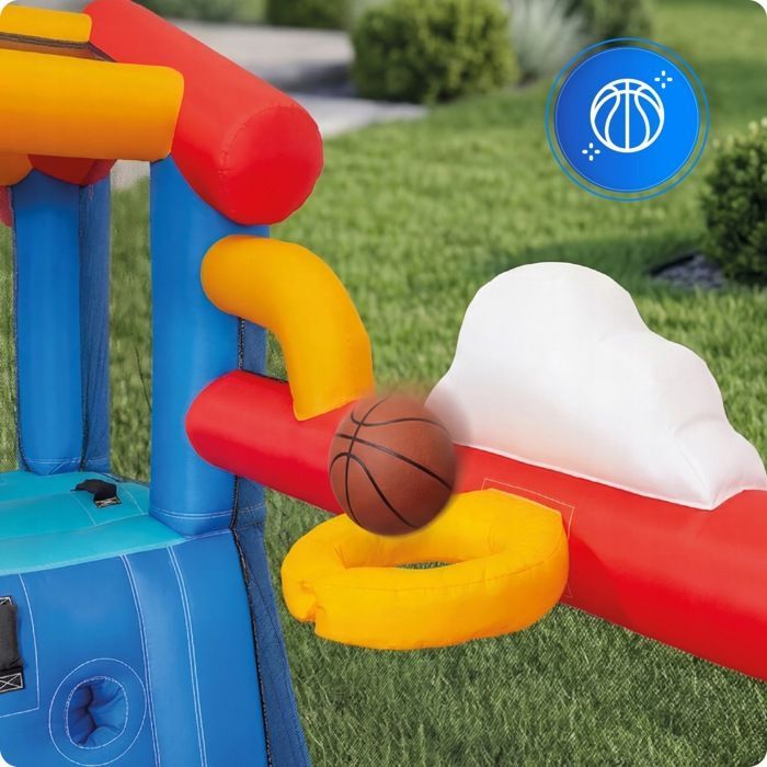 Aire de jeux gonflable KINDI avec toboggan aquatique piscine et panier souffleur