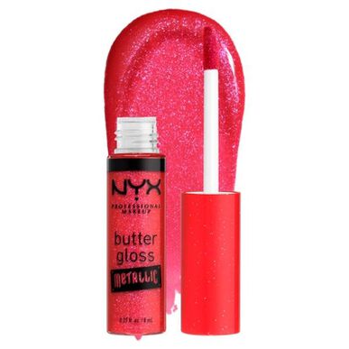 Brillo labial metálico Buttergloss de Nyx Professional Makeup, 1 unidad, 09 Rojo Sangre, 8 ml