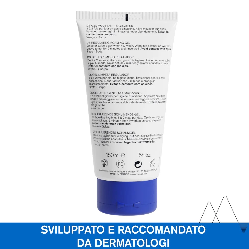 URIAGE Uriage DS Gel Nettoyant Regulating Cleansing Gel 150 ml Tundlikule ja ärritunud nahale