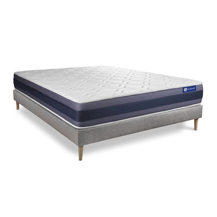 Mattress and bed base set 180x200 cm - Grey bed base (assembly required) - Actimemo Morpho