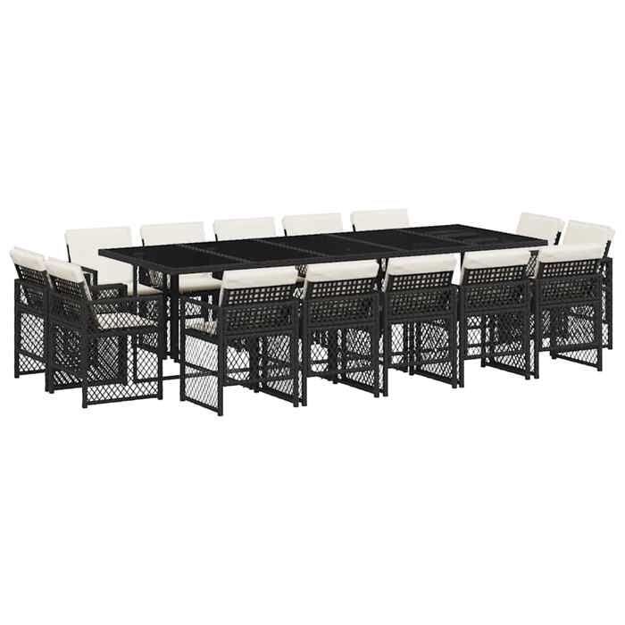 Set da pranzo da giardino - vidaXL - 15 pezzi - Resina intrecciata - 275x106x73 cm (tavolo) - 50,5x54x79 cm (sedia)