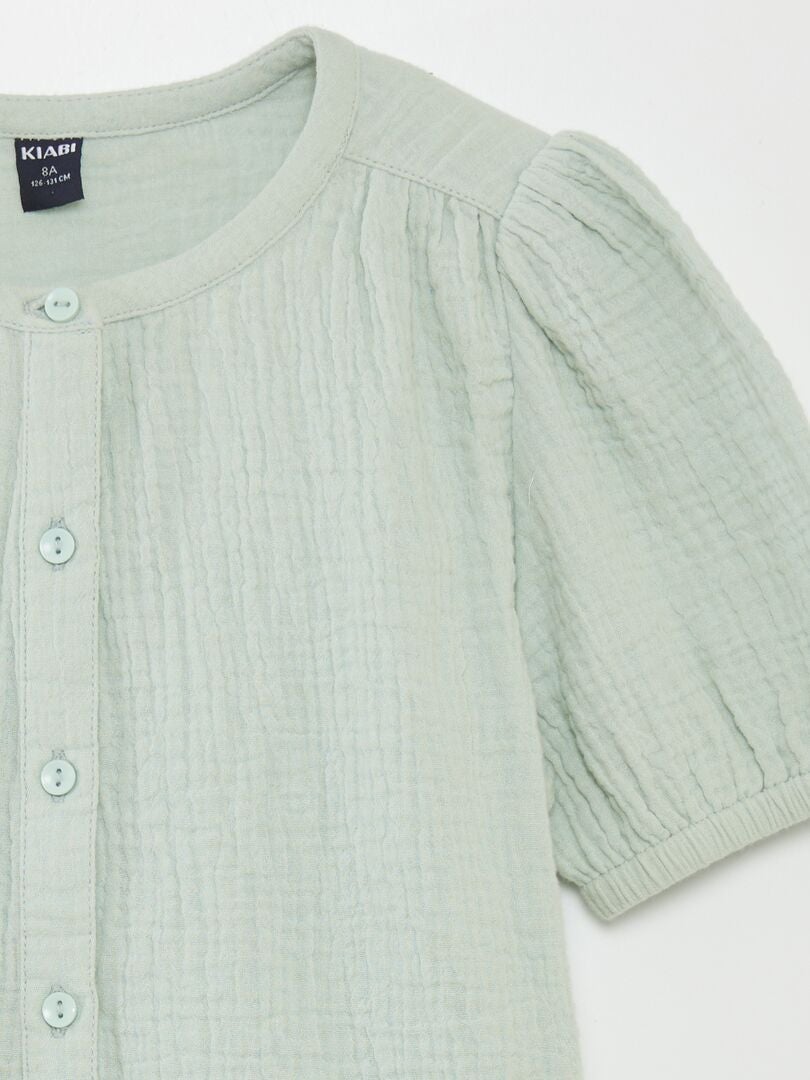 Blusa de gaze de algodão - azul