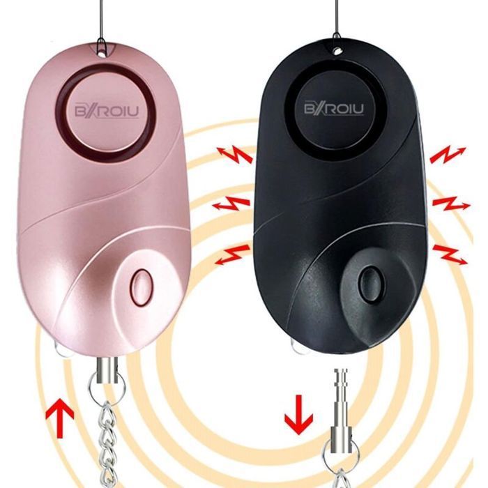 2 alarmas de bolsillo de 140 decibelios con alarma de seguridad personal de emergencia y luces LED, advertencia de prevención PZCC.