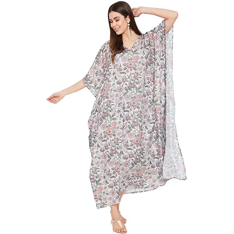 Robe maxi longue imprimée style caftan, robe de plage grande taille pour femme, robe de soirée