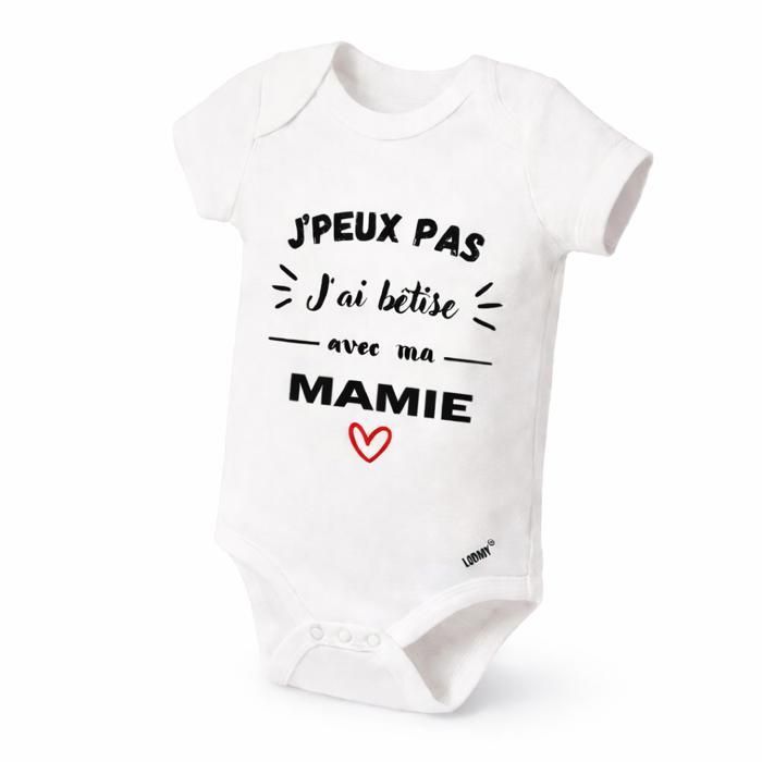 Babybody „Ich kann nicht, ich bin unartig bei Oma“ weiß 0-3 Monate originelles Babygeschenk Lodmy™