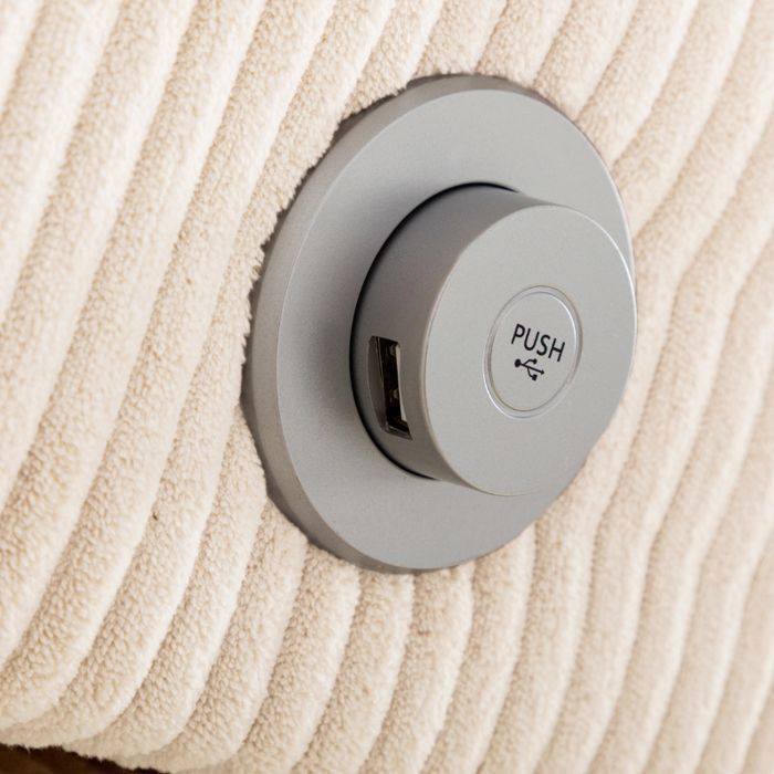 Sofá cama esquinero reversible SIRIUS, blanco PERLE (pana) - Talla M - 4/5 plazas - 251 x 165 x 94 cm