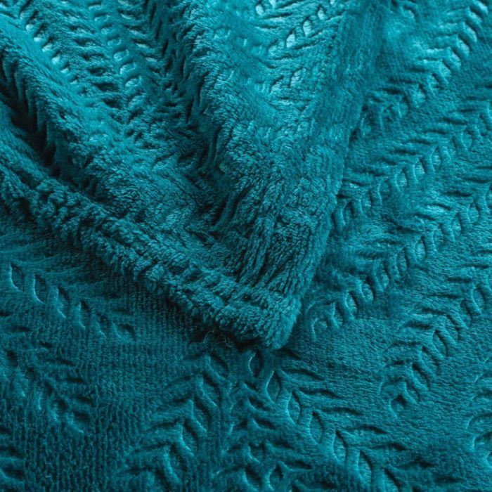 Plaid in flanella 125x150 cm - Stampa a motivi floreali - Blu