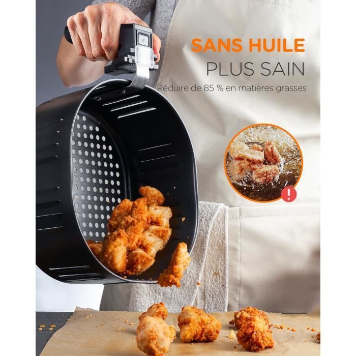 Tomons 5,5L Friteuse electrique sans huile Airfryer XXL Avec cuve amovible et Recette, 8 Modèles, Écran Tactile LED, 1800W