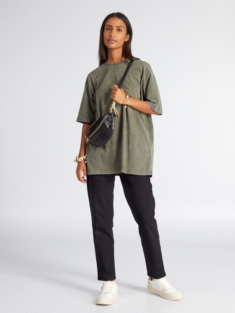 Camiseta oversized de algodão - cáqui claro