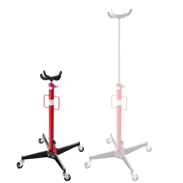 Gatos elevadores AREBOS | Gato hidráulico de acero para fosos | 500 kg | Altura regulable de 105 a 185 cm | Acero | 4 ruedas