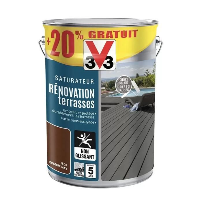 Saturateur V33 Rénovation terrasses Teck 6 L
