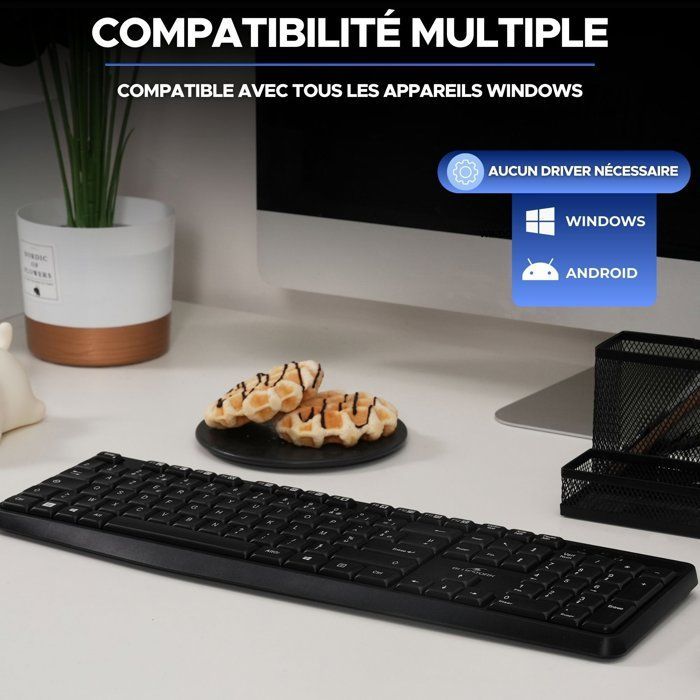 Clavier filaire - 15 touches de raccourcis multimédias - BLUESTORK - Media Office - KB-MEDIA-OFFW/FR - AZERTY