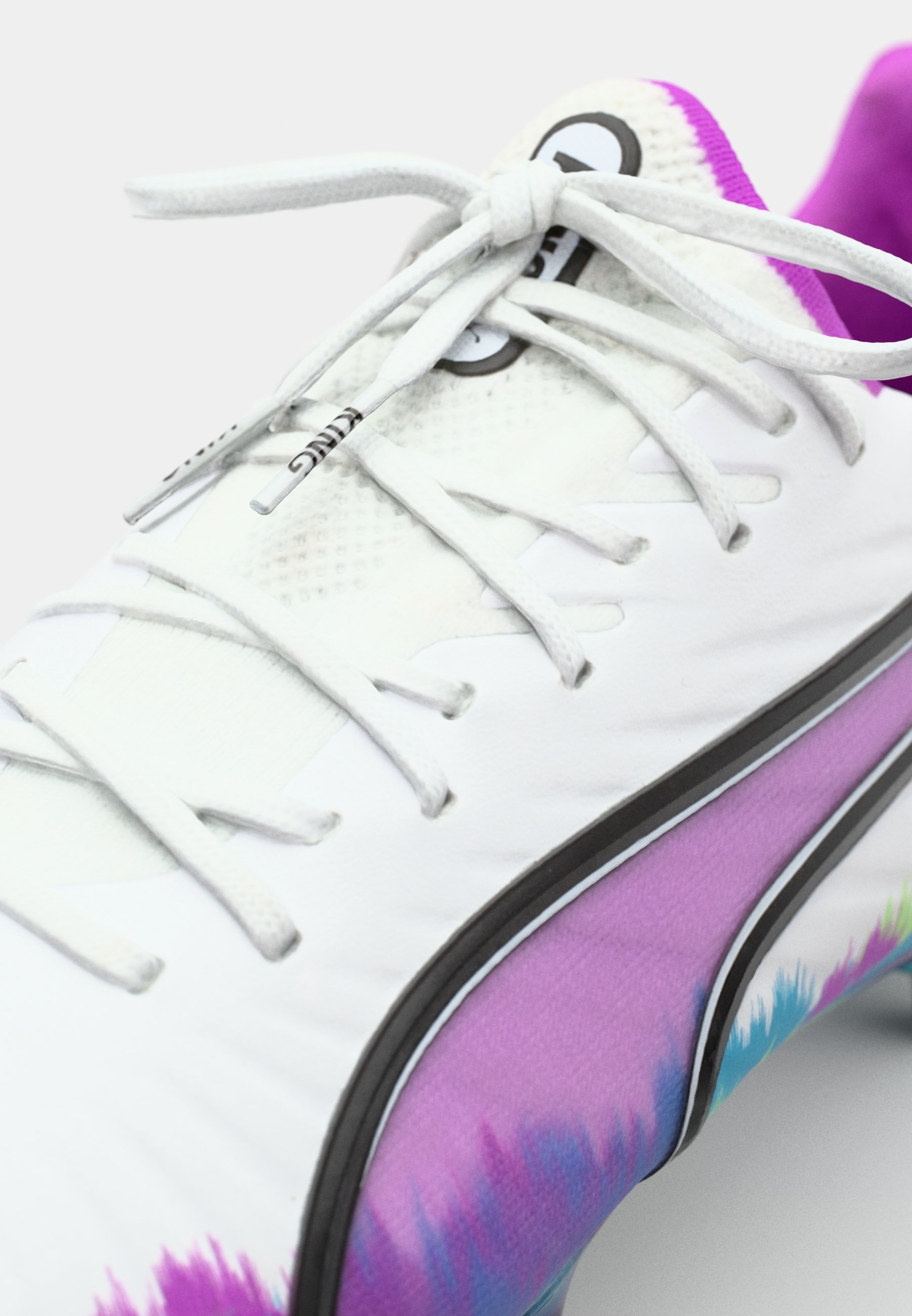 Chaussures de football Puma KING ULTIMATE BRILLIANCE FG/AG - Terrain ferme - blanc/bleu roi/magenta pur/pomme pétillante