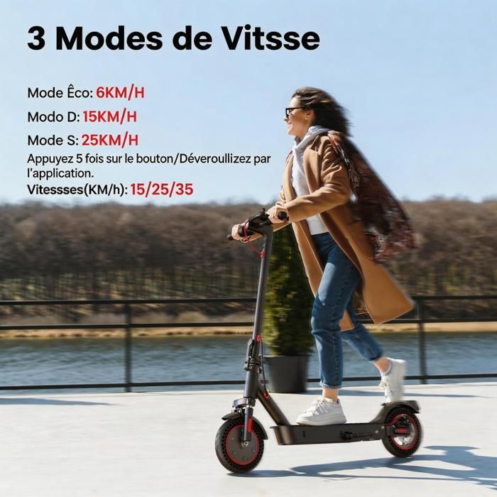 Trottinette électrique iScooter I9Max Avec App-10''-500W-36 V10 Ah- Autonomie 30-40 km-Pliable-120 kg-Urbain