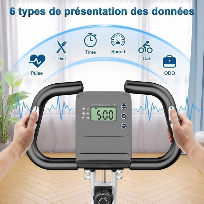 Cyclette pieghevole 3 in 1 - Dskeuzeew Cyclette magnetica da interno con schermo LCD - 8 livelli di resistenza