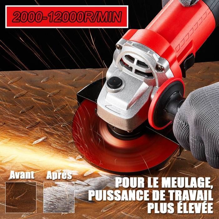 Angle grinder - TEENO - 1000W - 125 mm - 2000-12000 rpm - Corded