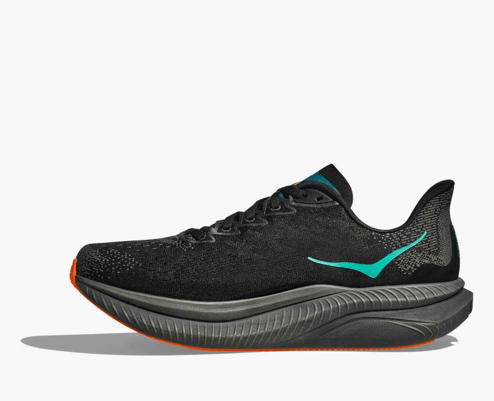 HOKA Mach 6 Negro / Mandarina Eléctrica