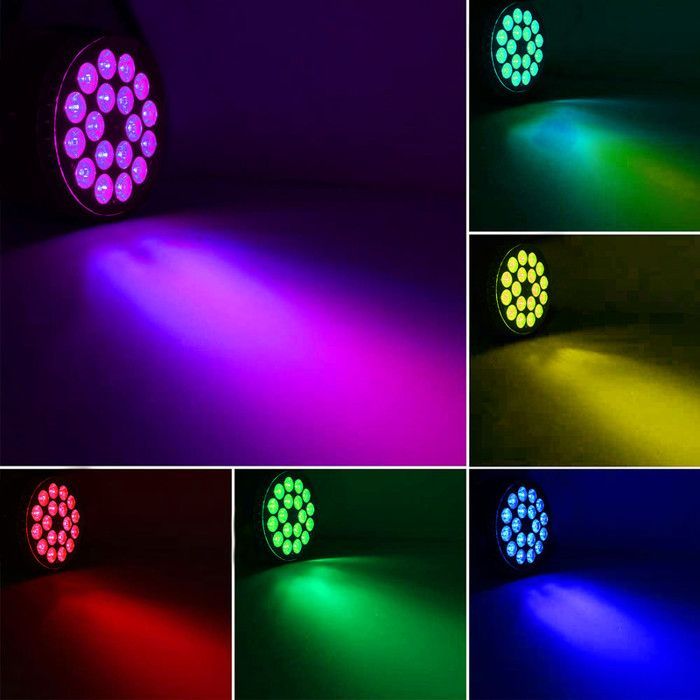 JAJALUYA 270W 18 LED Stage Light - RGBW DMX512 DJ Light Show - LED PAR with Strobe & Sound for Disco Party