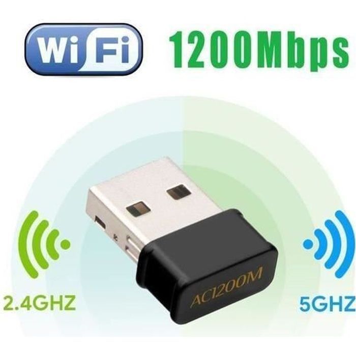 Adaptador Wi-Fi - Mini - 1200 Mbps - Dual Band - Compatível com Windows/Mac - USB