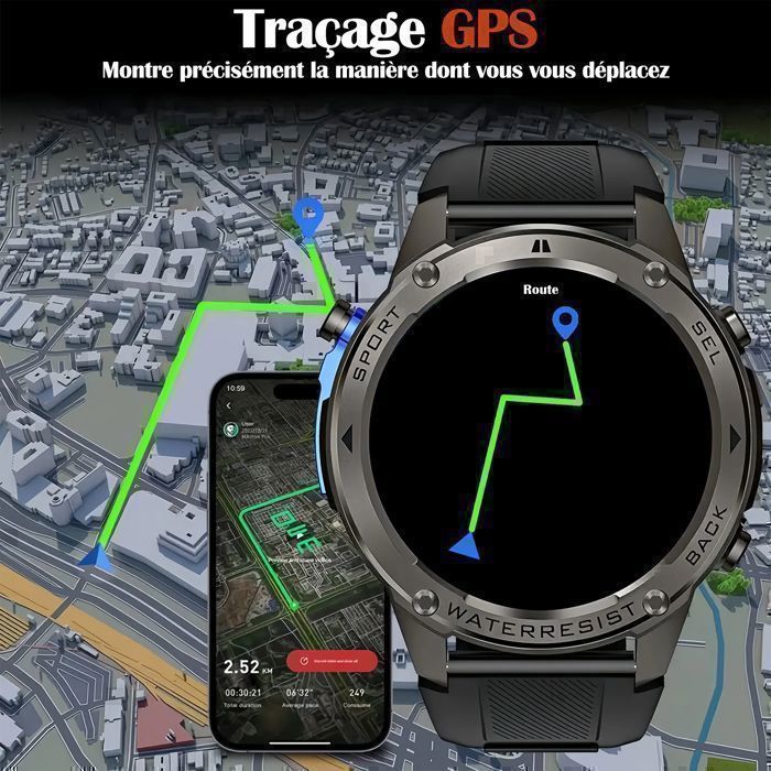 Montre Connectée Homme - WENZYLIQUOX - AMOLED 1,43