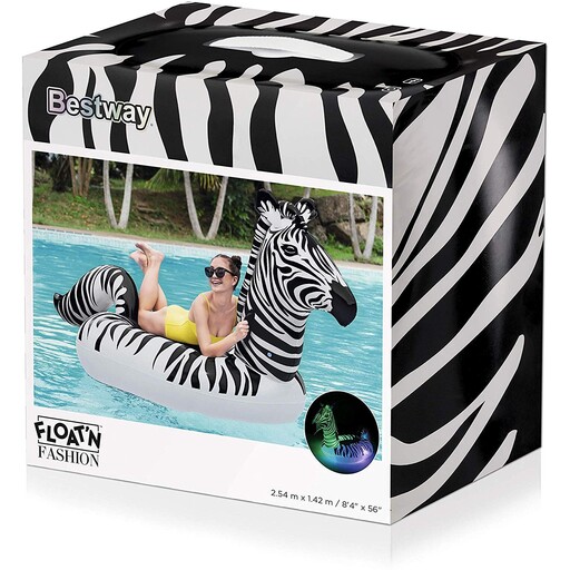  Riesige Zebra-Leuchtboje aus PVC, schwarz-weiß, 254 x 142 cm