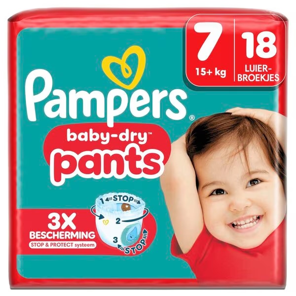 Pampers Baby-Dry Pants velikost 7 plenice za dojenčke, velikost 7 (15+ kg), 18 kosov