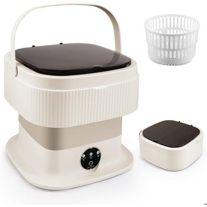 Mini lavatrice da 12 litri, 2 in 1, ideale per il campeggio, pieghevole, con centrifuga, per un lavaggio profondo di biancheria intima e vestiti per bambini.