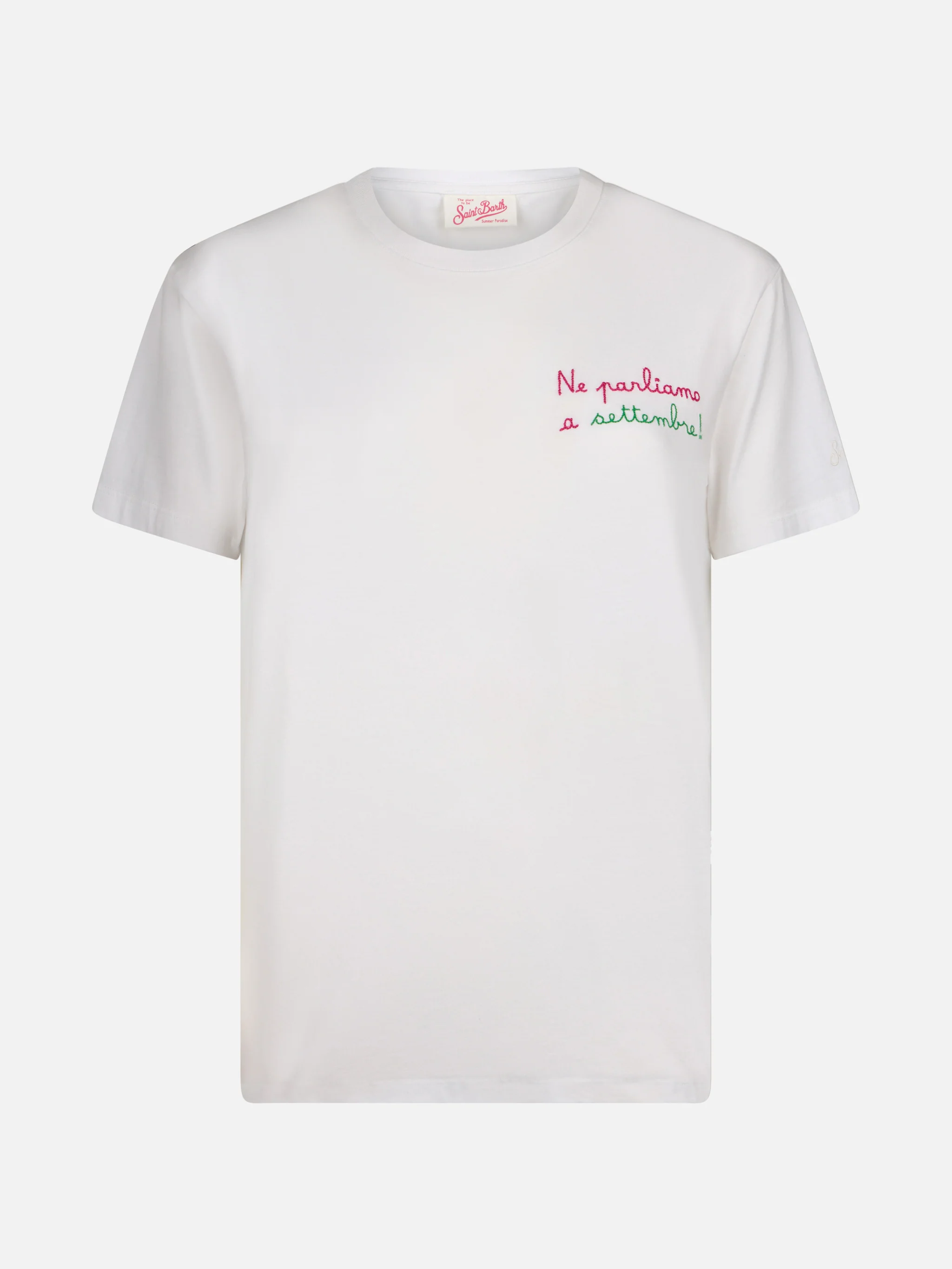 Emilie dames T-shirt met ronde hals van katoenen jersey met Ne Pa-borduurwerk.