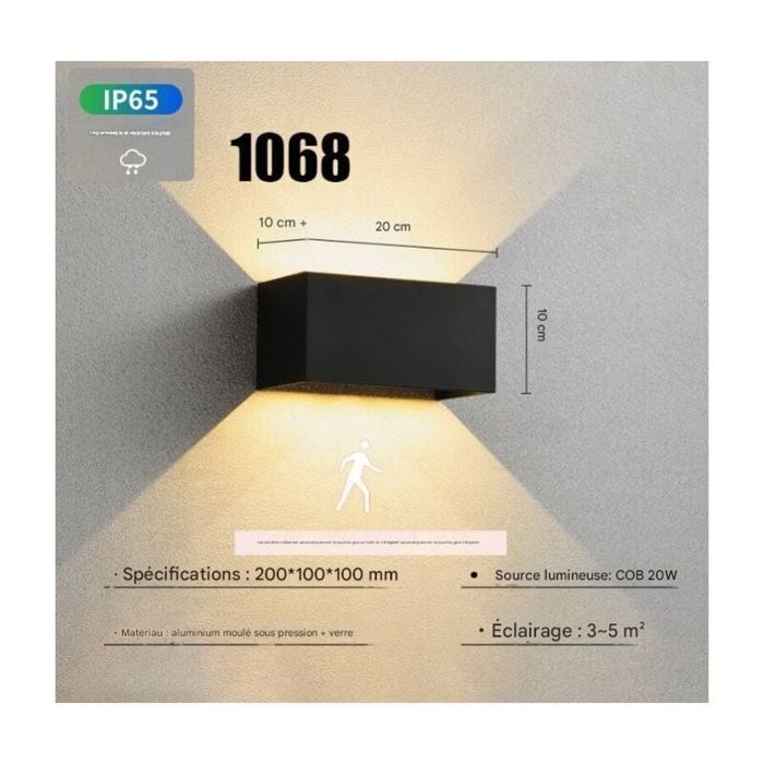 Aplique LED de exterior AIMOONSA - 24W - Sensor de movimiento - IP65 - Blanco cálido 3000K