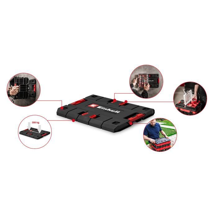 Bandeja adaptadora Einhell E-Case (90 kg máx., empilhável, com trava, compatível com Einhell E-Cases)