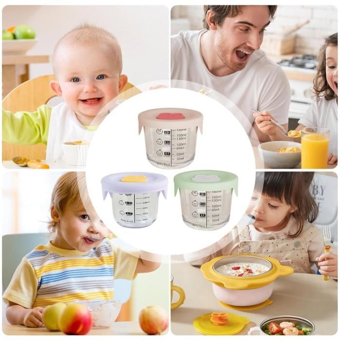 Boîtes De Conservation Pour Nourriture Pour Bébé,Pot En Verre Bebe 230 Ml Pot De Conservation Bebes Avec Couvercle Hermétique