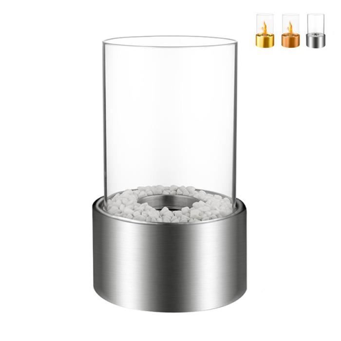 Chimenea de bioetanol de sobremesa para interior/exterior Marsiglia - Plateada
