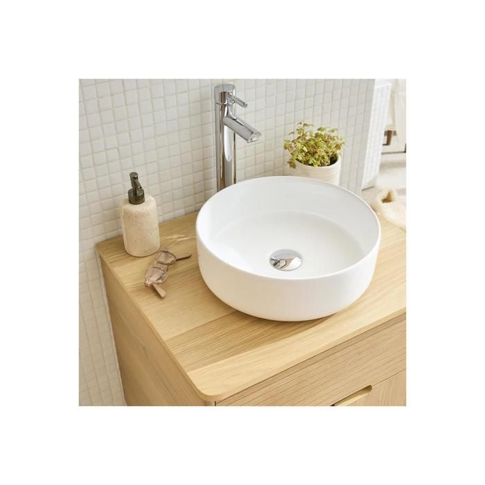 ALASKA 60cm single vanity unit set + basin + tap + mirror + column