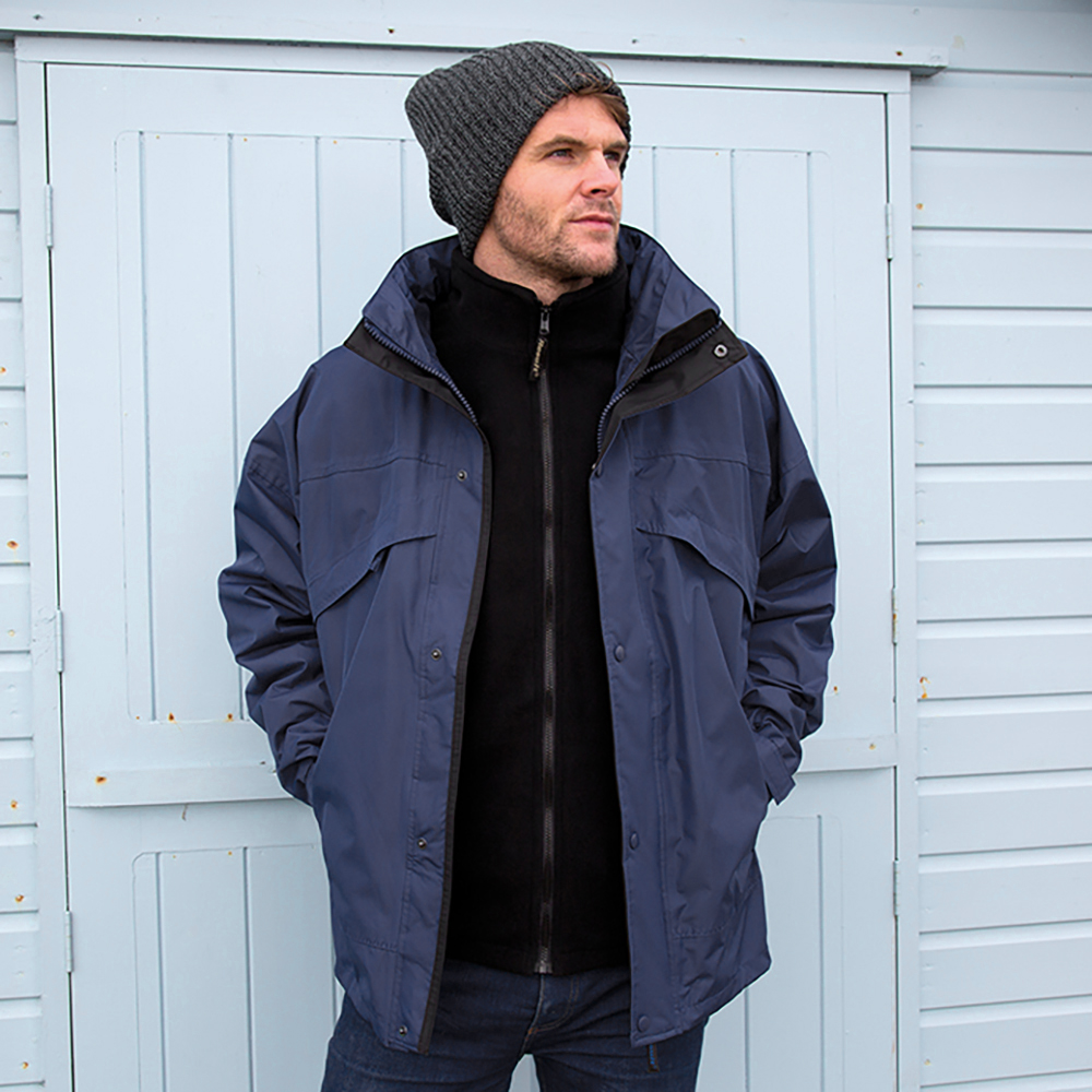 Veste/manteau 3 en 1 imperméable et coupe-vent - Modèle à fermeture éclair et clip - Stormdri