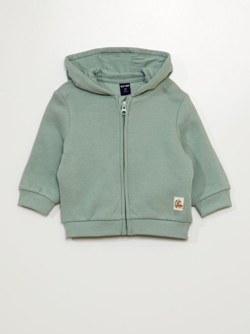 Moletom com zíper em tecido fleece - VERDE