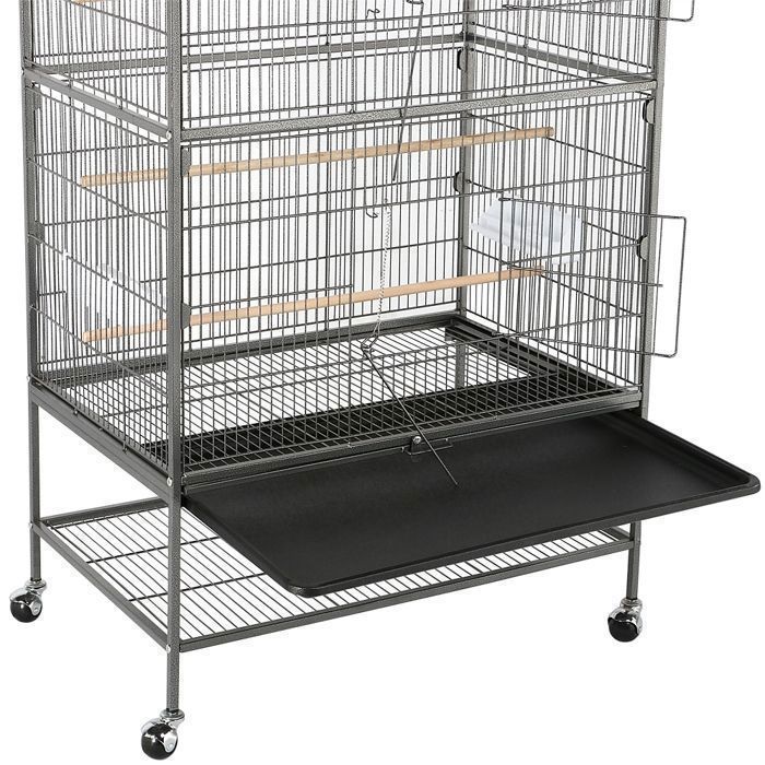 Large YAHEETECH birdcage 79x51.8x132 cm black with rolling stand and shelf