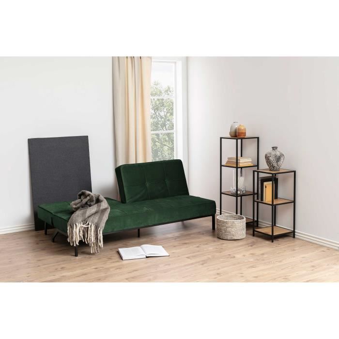 Canapé-lit convertible vert forêt en velours - EMOB - Giovanni - Style vintage - Dimensions 95x198cm