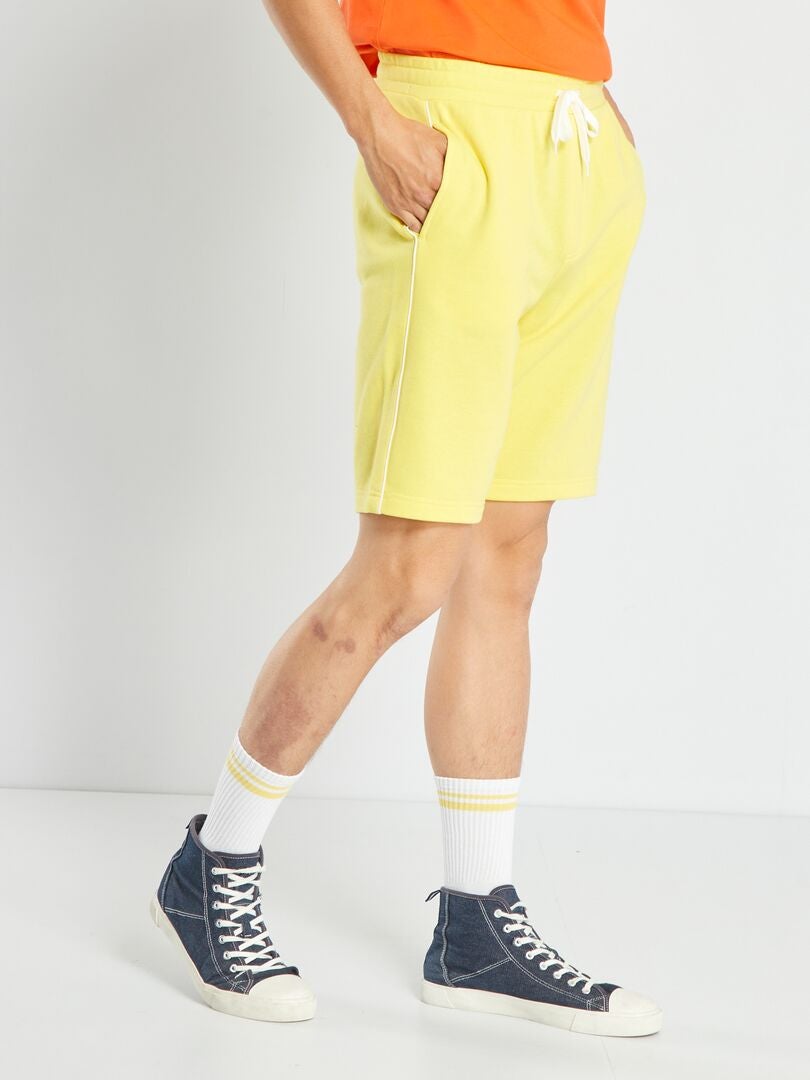Effen fleece shorts - GEEL