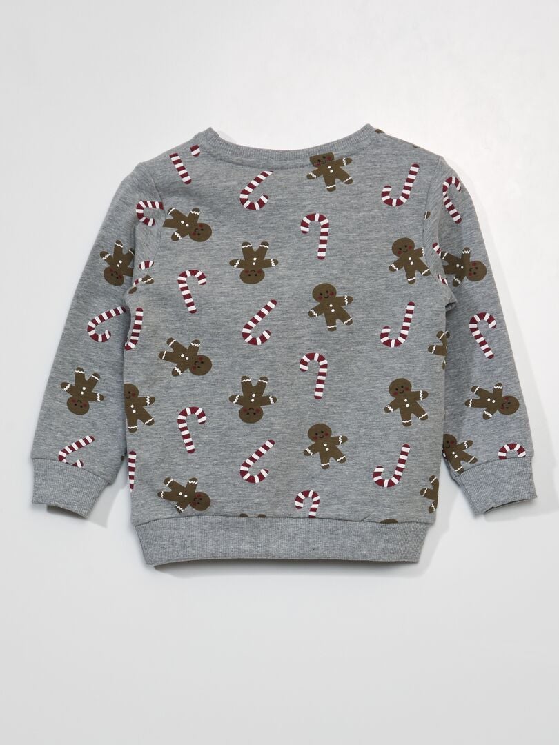 Trui met kerstprint - GRIJS