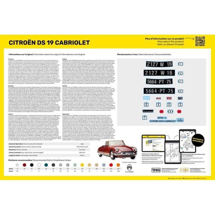 Kit inicial - HELLER - Citroën DS 19 Cabriolet - 1/16 - Plástico - Variado