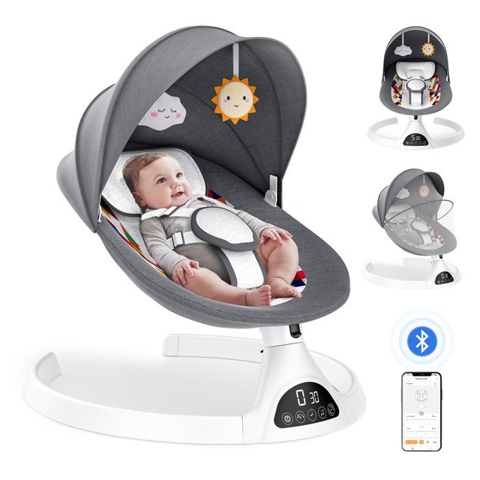 TTLIFE elektrische babyschommel, elektrische babywipper, babywipper met afstandsbediening en draadloze app-bediening