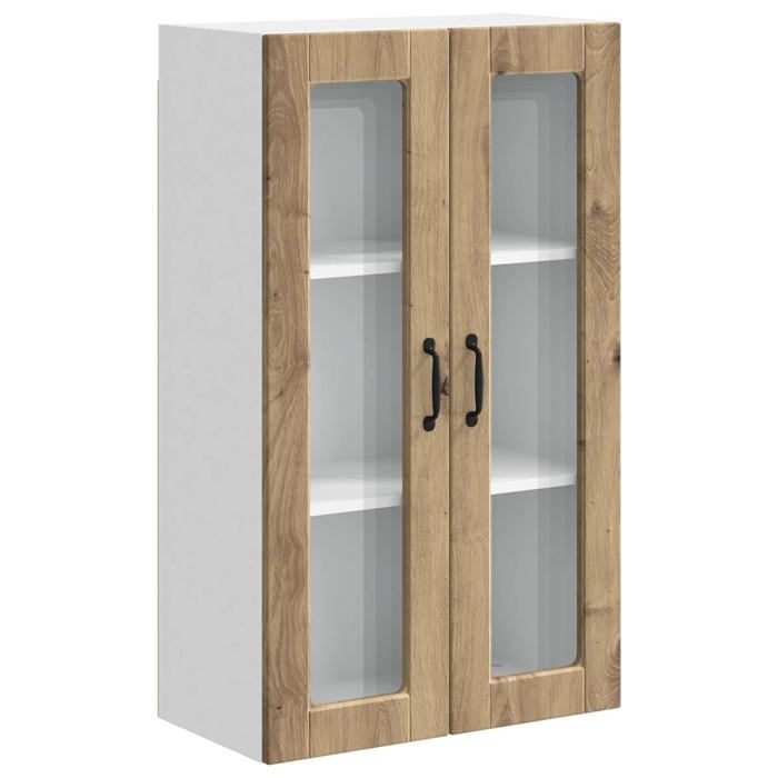 Keukenkast voor aan de muur - vidaXL - Handgemaakt eikenhout - 60x31x100 cm - Samengesteld hout - 3 planken