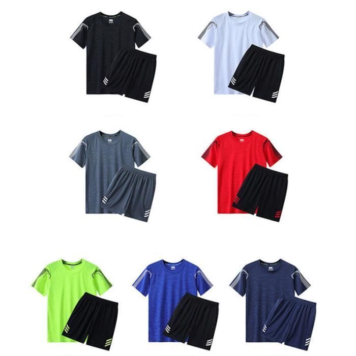 Men's Sportswear Set - Quick-Drying - Breathable - Light Blue - Fitness - Short Sleeves