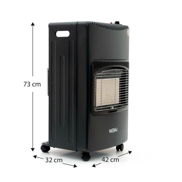 Cocina de gas catalítica de butano Kekai New Slim, plegable, 42x26x73cm | Potencia 1500W/4200W | Certificado energético A | 4 ruedas