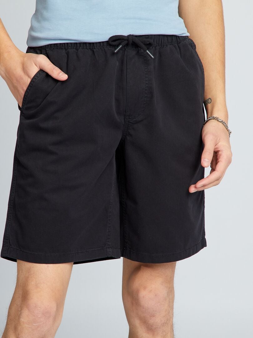 Stretch katoenen shorts - zwart