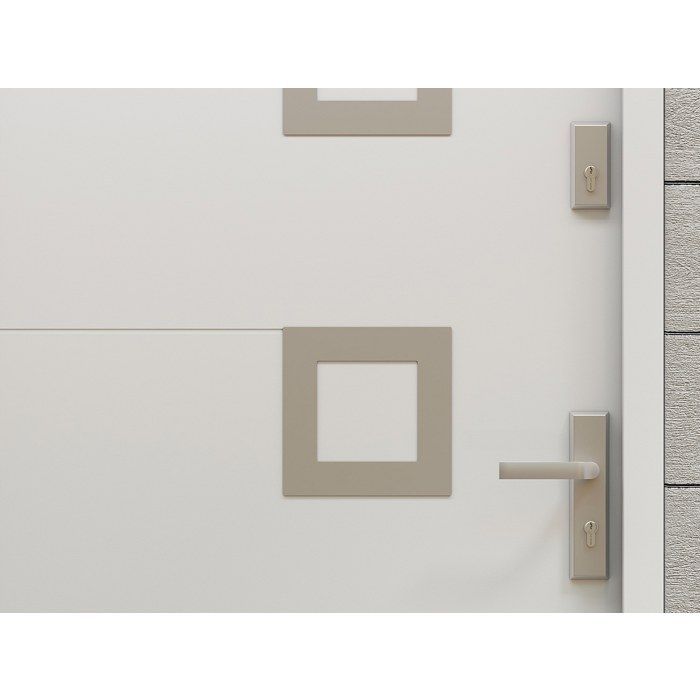 Porte d'entrée en acier pleine et inox H207 x L100 cm blanc - épaisseur 55 mm - poussant gauche - TIFANA
