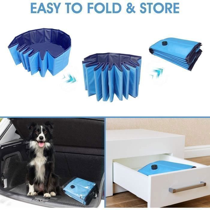 Piscina dobrável para cães, animais de estimação e crianças, banheira, bacia de banho, piscina infantil portátil em PVC, 120x30cm, azul