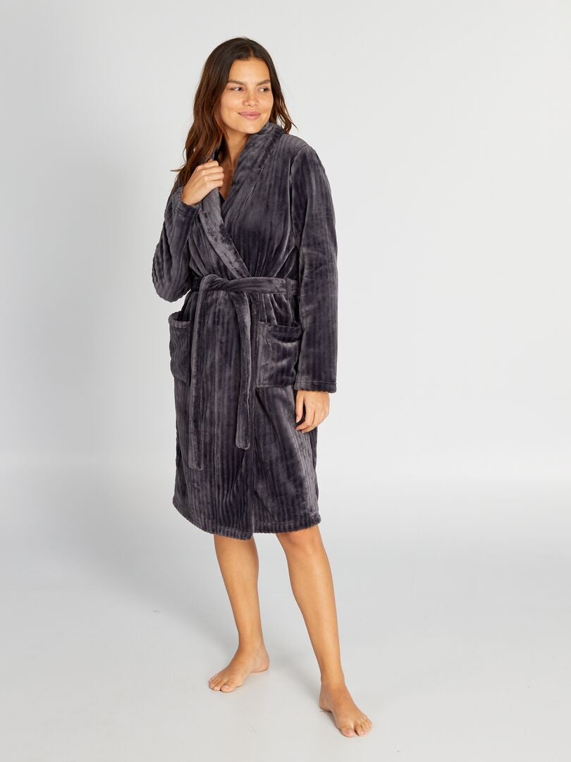 Fleece badjas - GRIJS